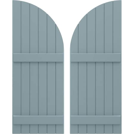 Americraft 6-Board (2 Batten) Wood Joined Board-n-Batten Shutters W/ Arch Top, ARW101BQ621X75SBH